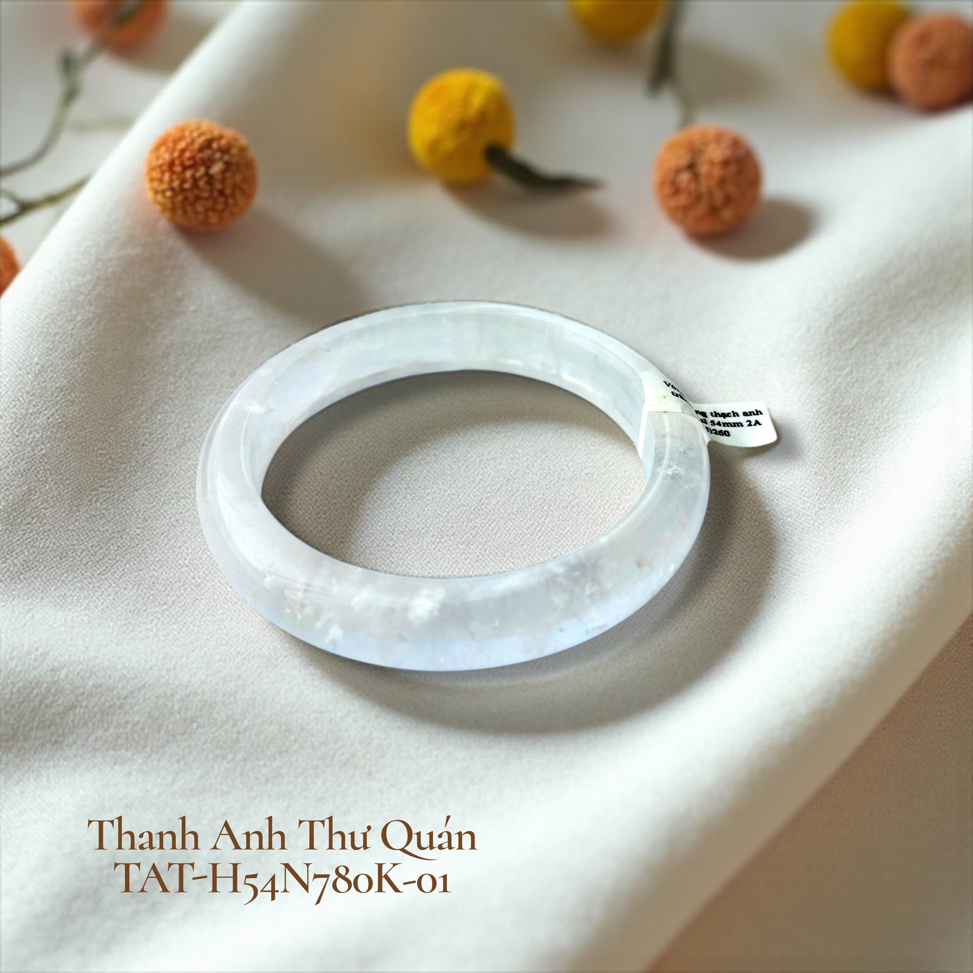 Thạch Anh Trắng Vòng Tay Bản Hẹ - Ni 54 - TAT-H54N780K-01