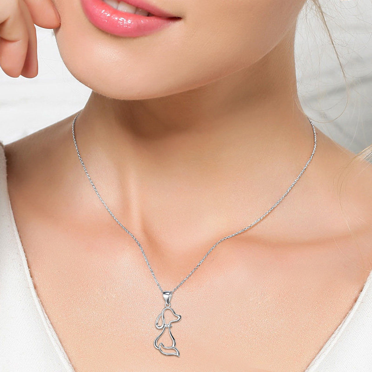 Dog Ladies 925 Sterling Silver Necklace