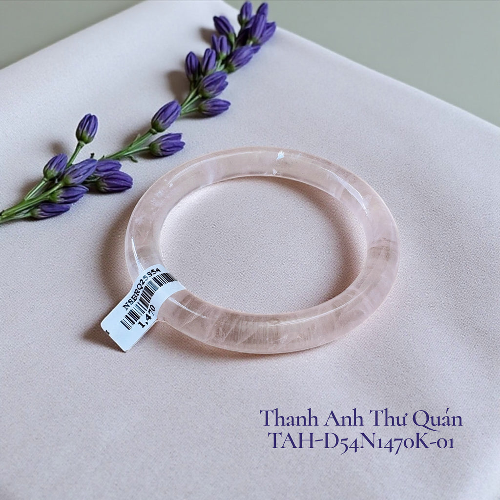 Thạch Anh Hồng Vòng Tay Bản Đũa - Ni 54 - TAH-D54N1470K-01