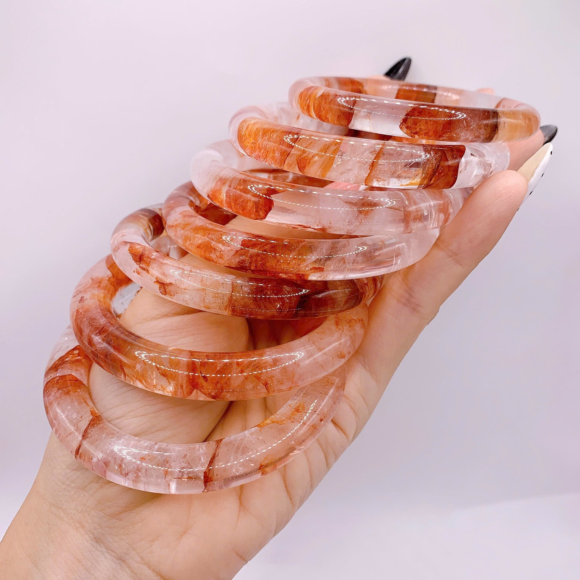 Thạch Anh Đỏ Vòng Bản Đũa 9 ly - 9mm Red Quartz Bangles