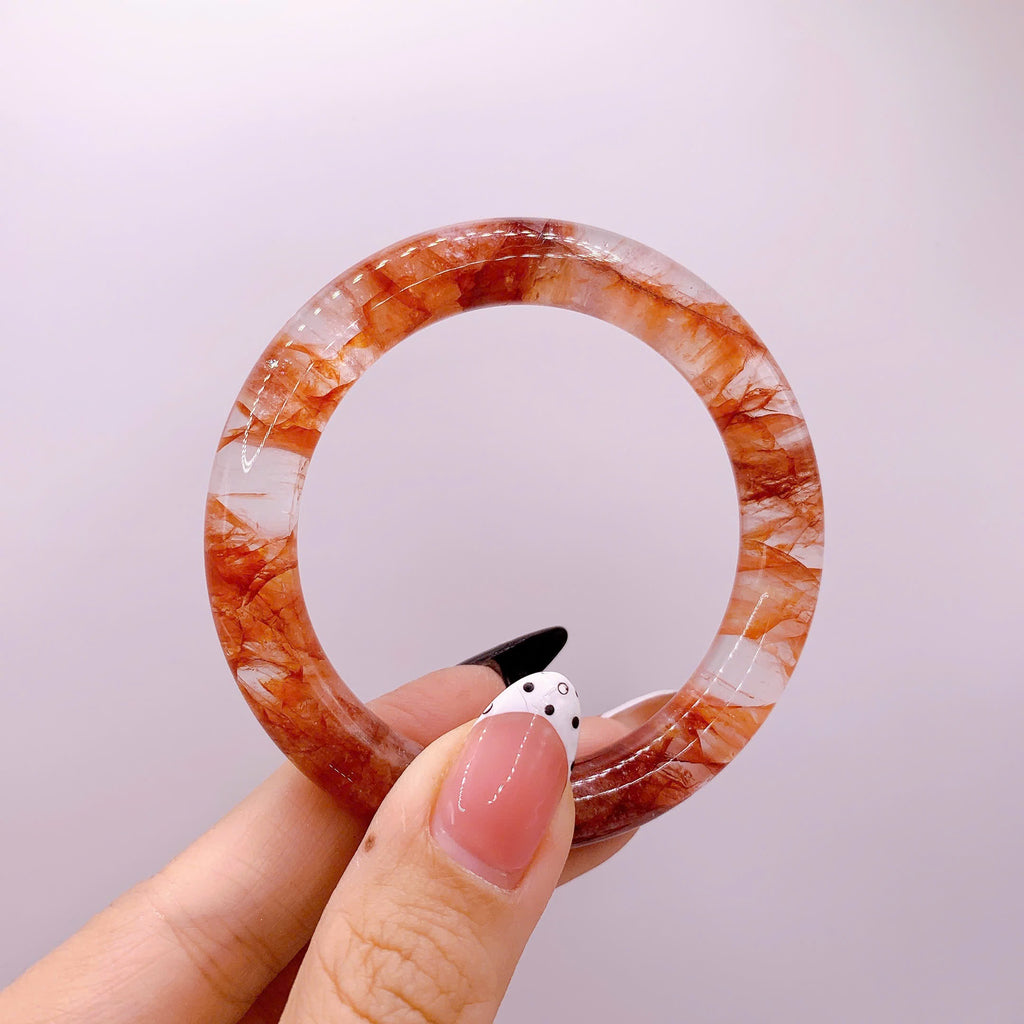 Thạch Anh Đỏ Vòng Bản Đũa 9 ly - 9mm Red Quartz Bangles