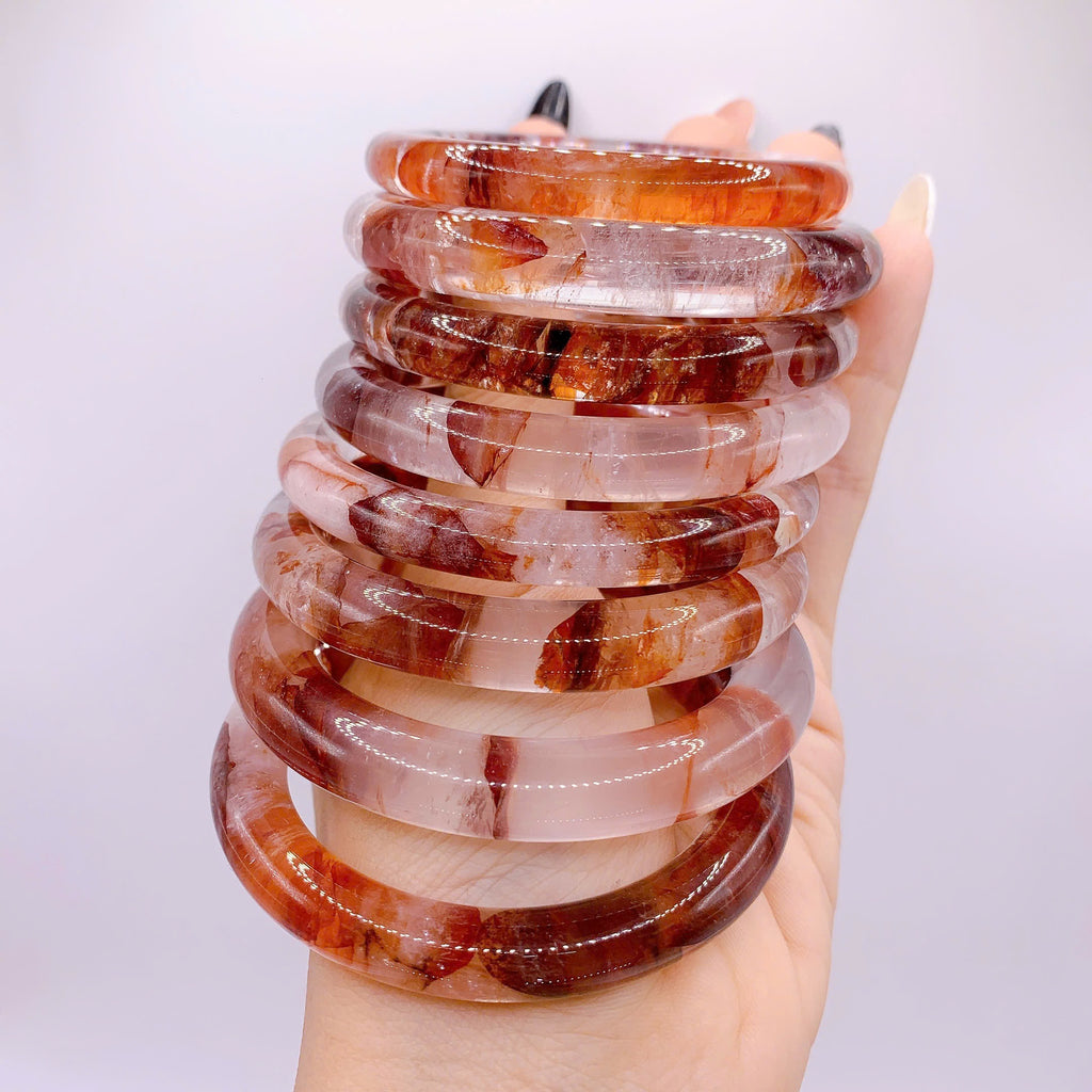 Thạch Anh Đỏ Vòng Bản Đũa 9 ly - 9mm Red Quartz Bangles
