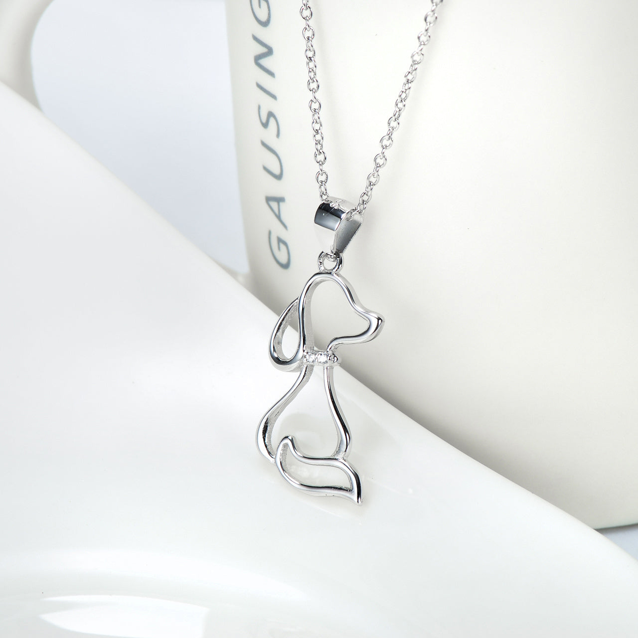 Dog Ladies 925 Sterling Silver Necklace