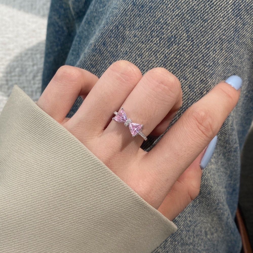 Pink Bow Women's Ring S925 Sterling