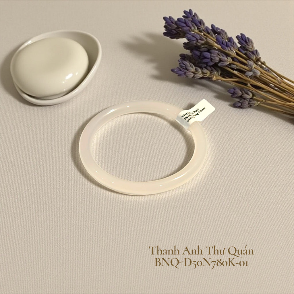 Bạch Nguyệt Quang Vòng Tay Bản Đũa Mỏng 6 ly - 6mm Moonlight Agate