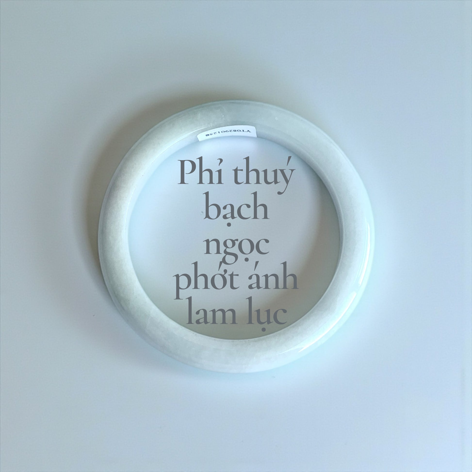 Phỉ thuý bạch ngọc phớt ánh lam lục ni 54 - Milky white jadeite with soft blue-green undertones size 54mm