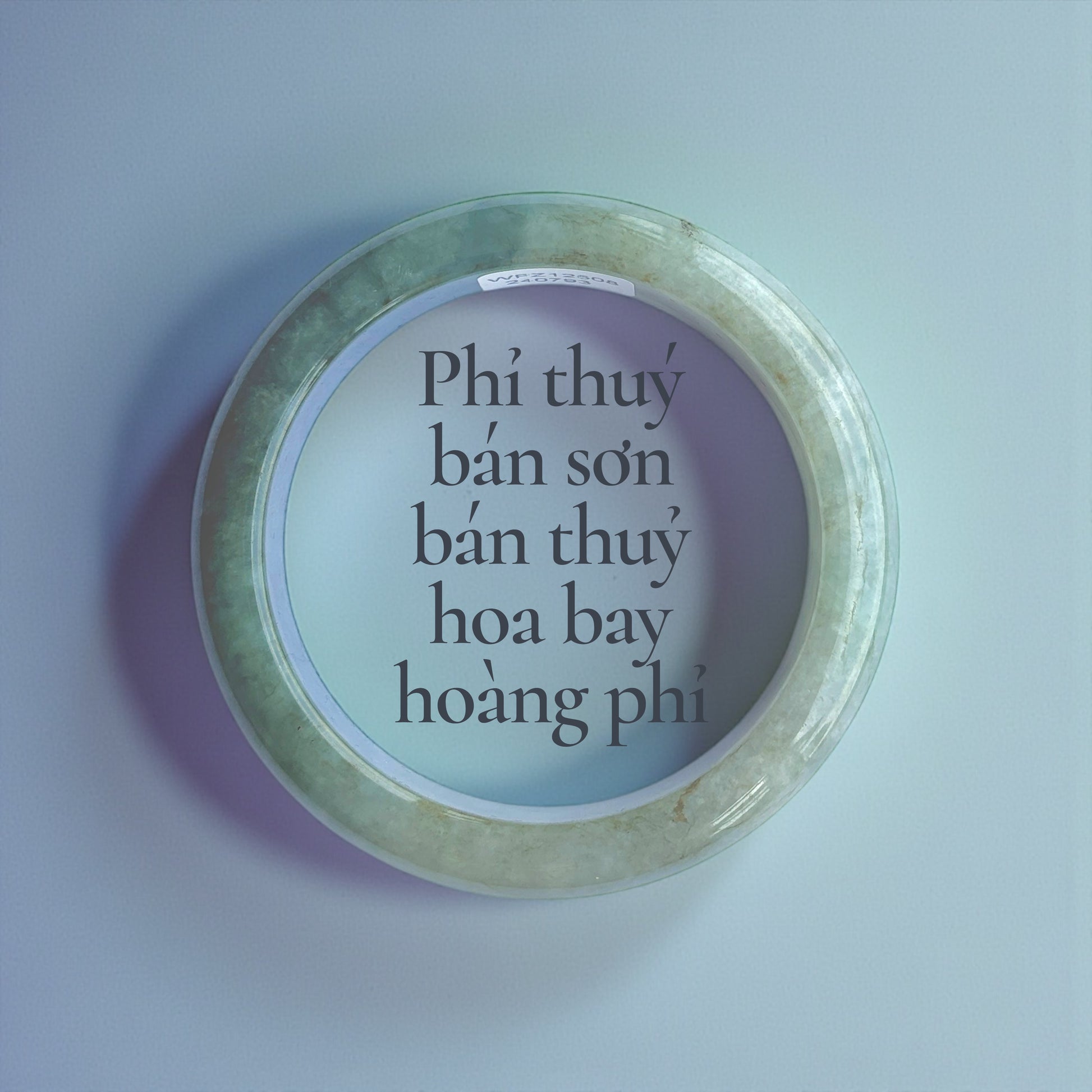 Phỉ thuý bán sơn bán thuỷ hoa bay hoàng phỉ ni 55 - Half-Mountain, Half-Water Jadeite with Floating Flower Pattern in Yellow Jade Tone 55mm