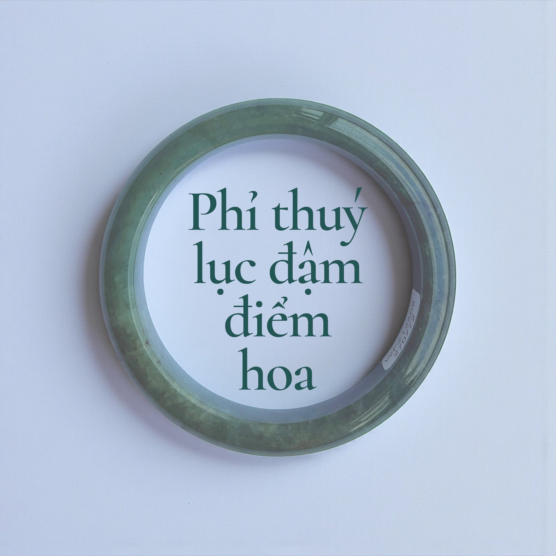 Phỉ thuý lục đậm điểm hoa bản hẹ ni 53 - Deep Green Jadeite with Floating Flower Accents 53mm
