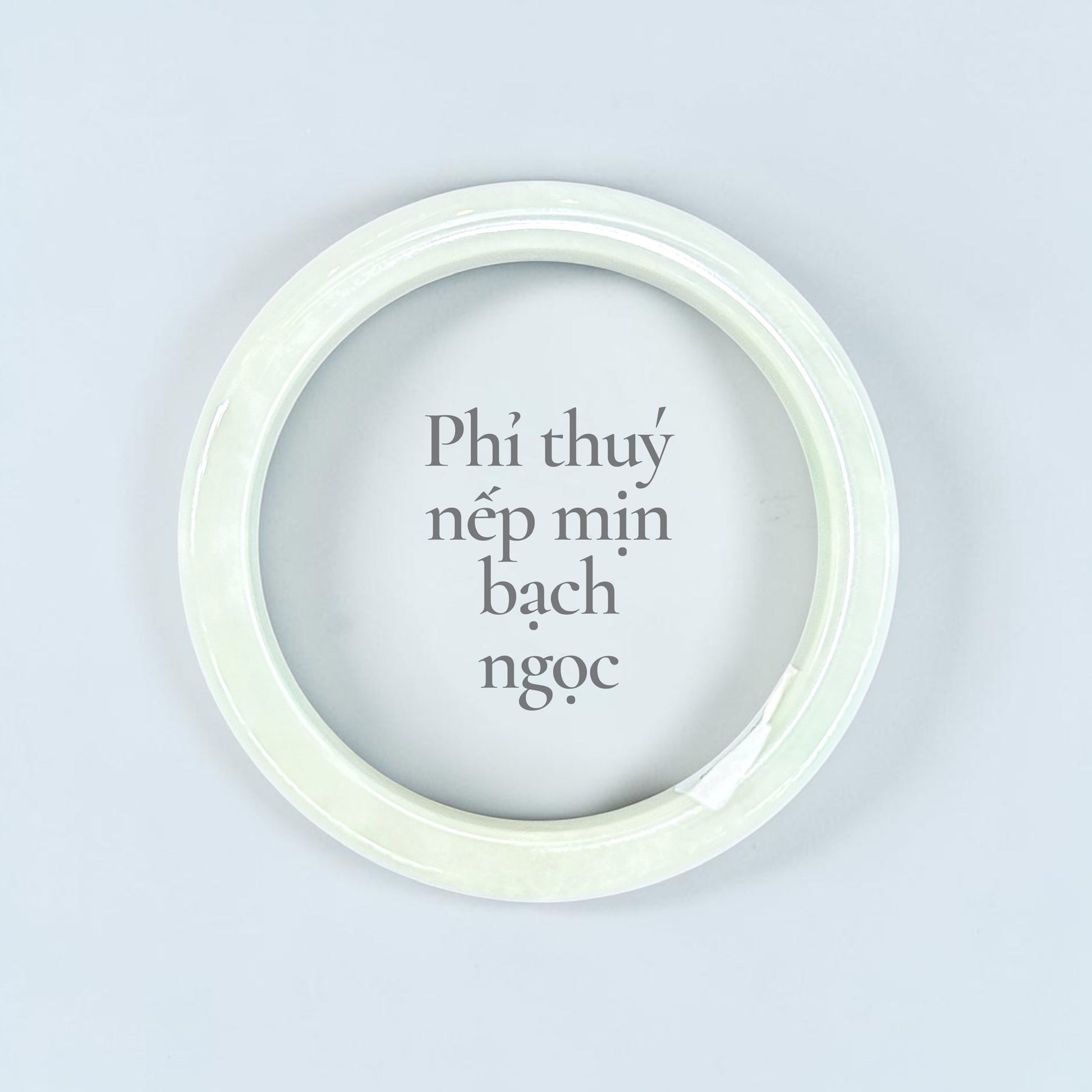 Phỉ thuý nếp mịn bạch ngọc bản hẹ ni 53 - Fine-textured White Jadeite Bangle 53mm