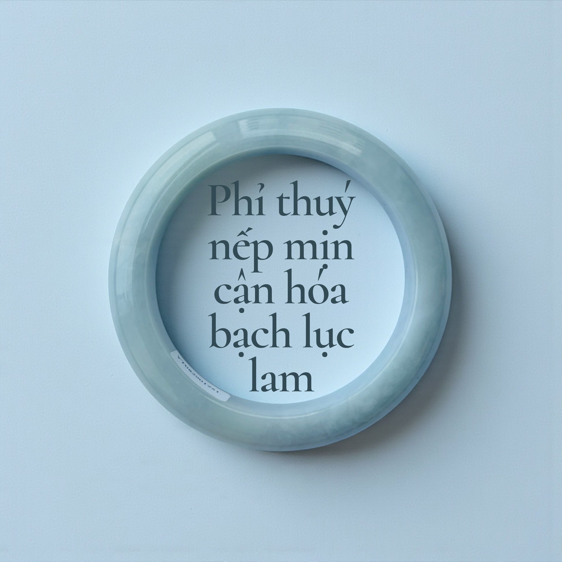 Phỉ thuý nếp mịn cận hoá bạch lục lam ni 55 - Fine-textured jadeite, near icy white with bluish-green tones 55mm