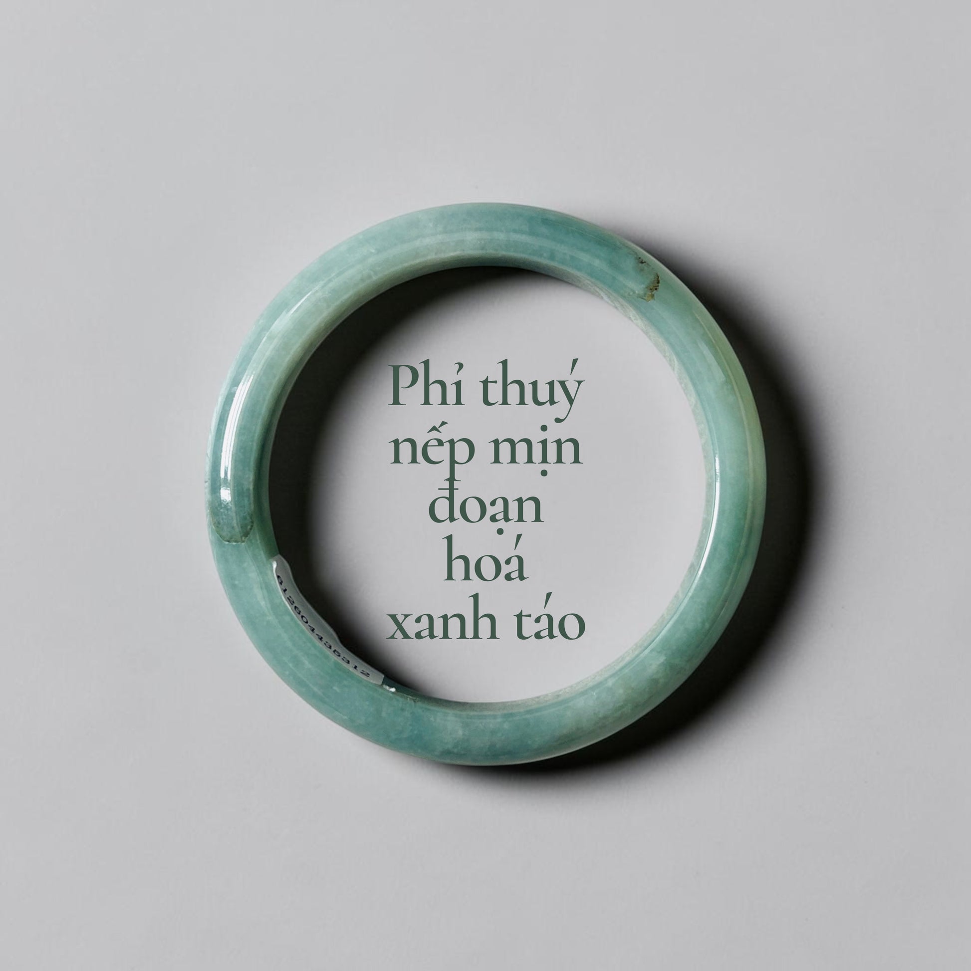 Phỉ thuý nếp mịn đoạn hoá xanh táo ni 53 - Fine-grain jadeite with apple green transforming patches 53mm