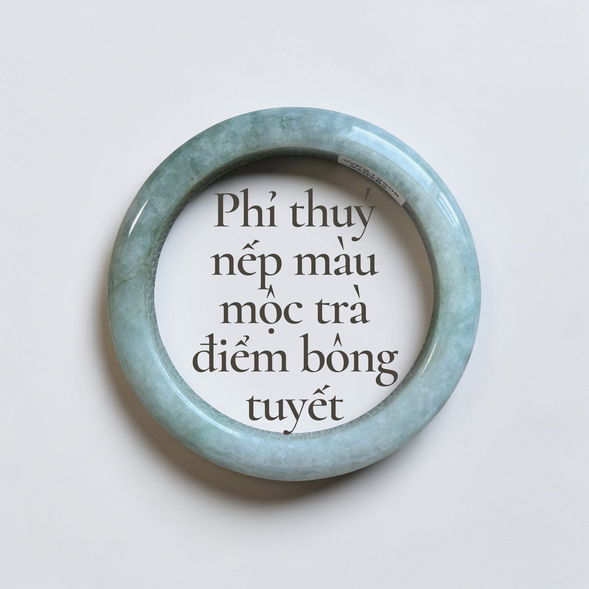 Phỉ thuý nếp màu mộc trà điểm bông tuyết ni 56 -  Wood-tea colored jadeite with snow-like specks 56mm