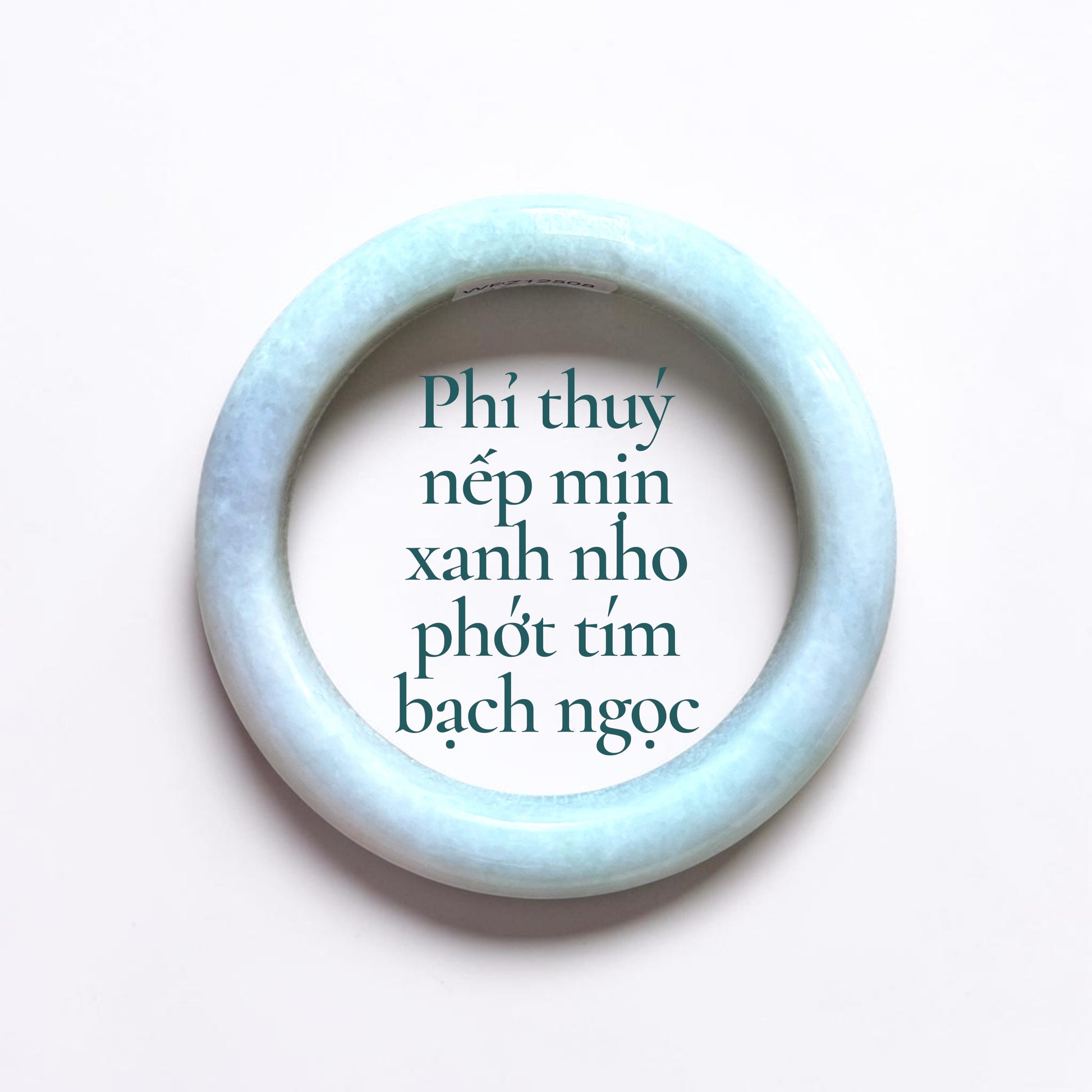 Phỉ thuý nếp mịn xanh nho phớt tím bạch ngọc 51 - Fine-textured green grape jadeite with a light lavender tint and white jade base 51 mm