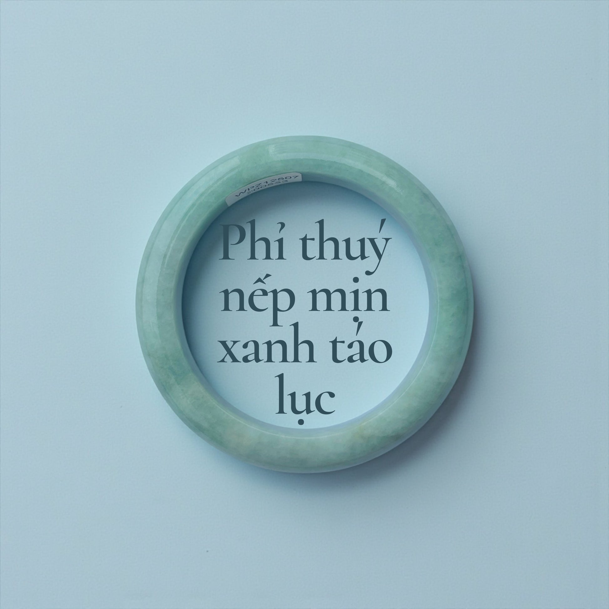 Phỉ thuý nếp mịn xanh táo lục bản hẹ Ni 50 - Fine-textured apple-green jadeite 50 mm