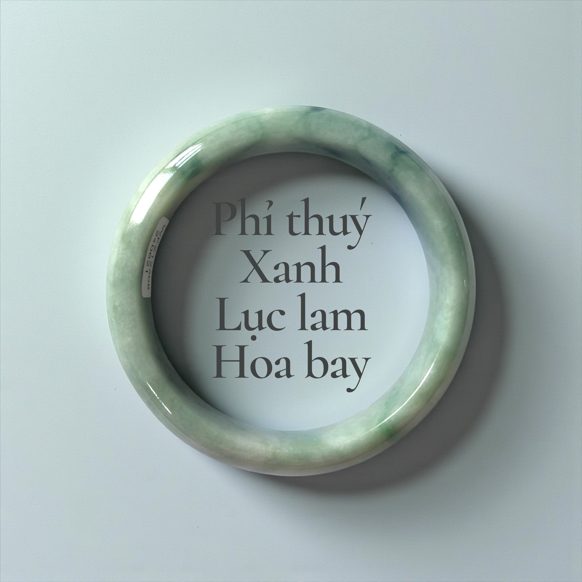 Phỉ thuý xanh lục lam hoa bay Ni 57 - Blue-Green Jadeite with Floating Floral Patterns Size 57mm