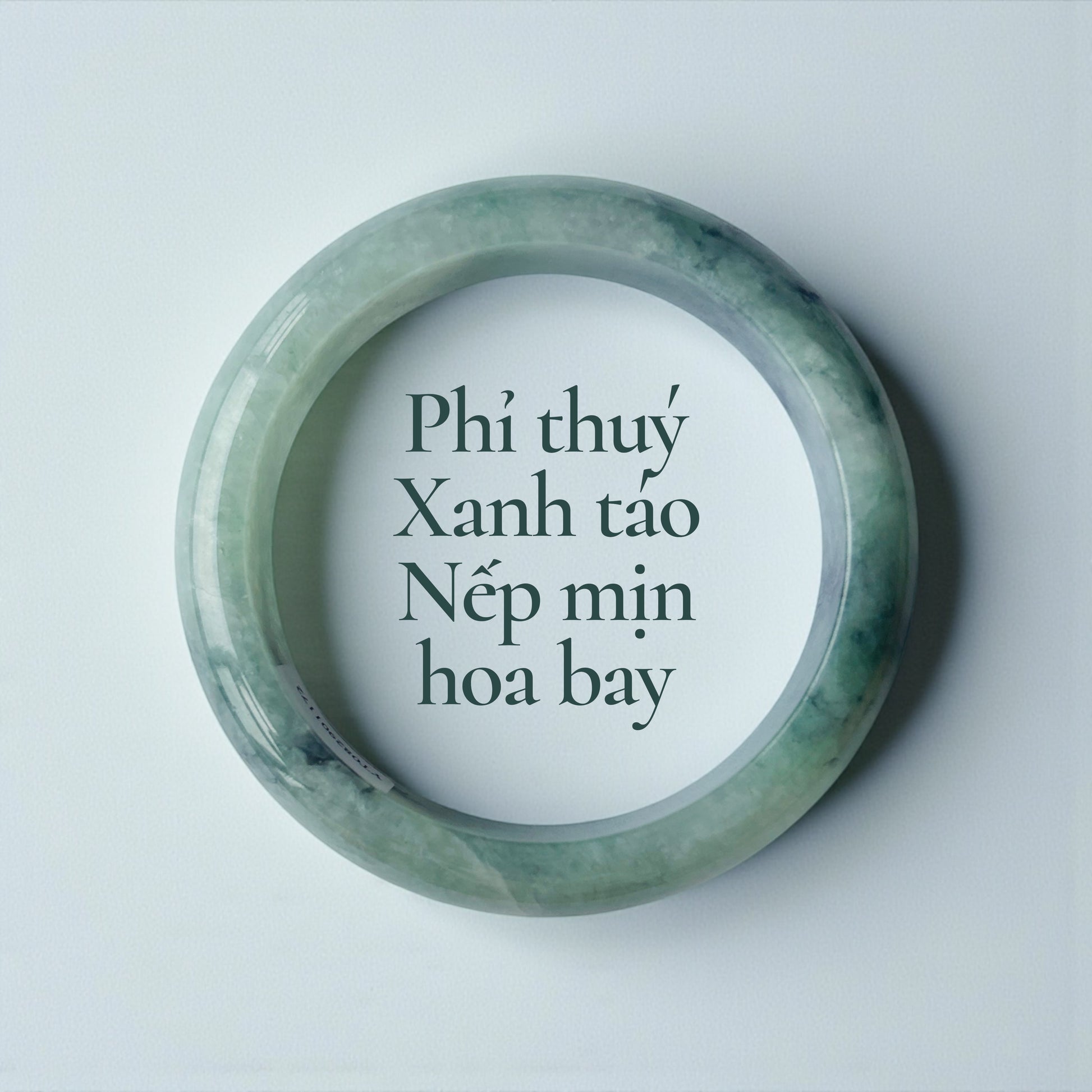 Phỉ thuý xanh táo nếp mịn hoa bay (type A Myanmar) Ni 54 - Apple-green jadeite with fine texture and floating patterns 54mm