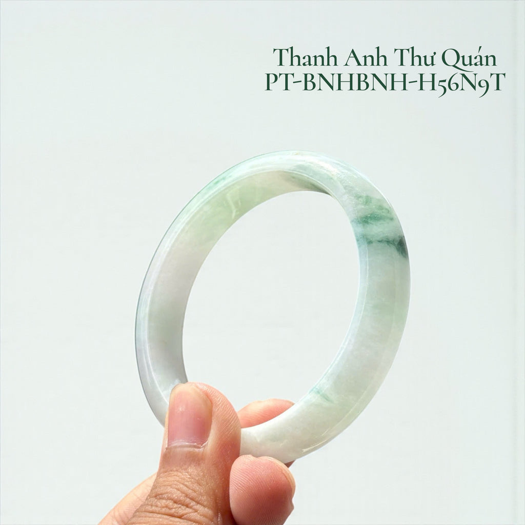 Vòng Tay Phỉ Thúy Bạch Ngọc Hoa Bay Nếp Hóa - Jadeite White Jade Blossom Leaf Bracelet