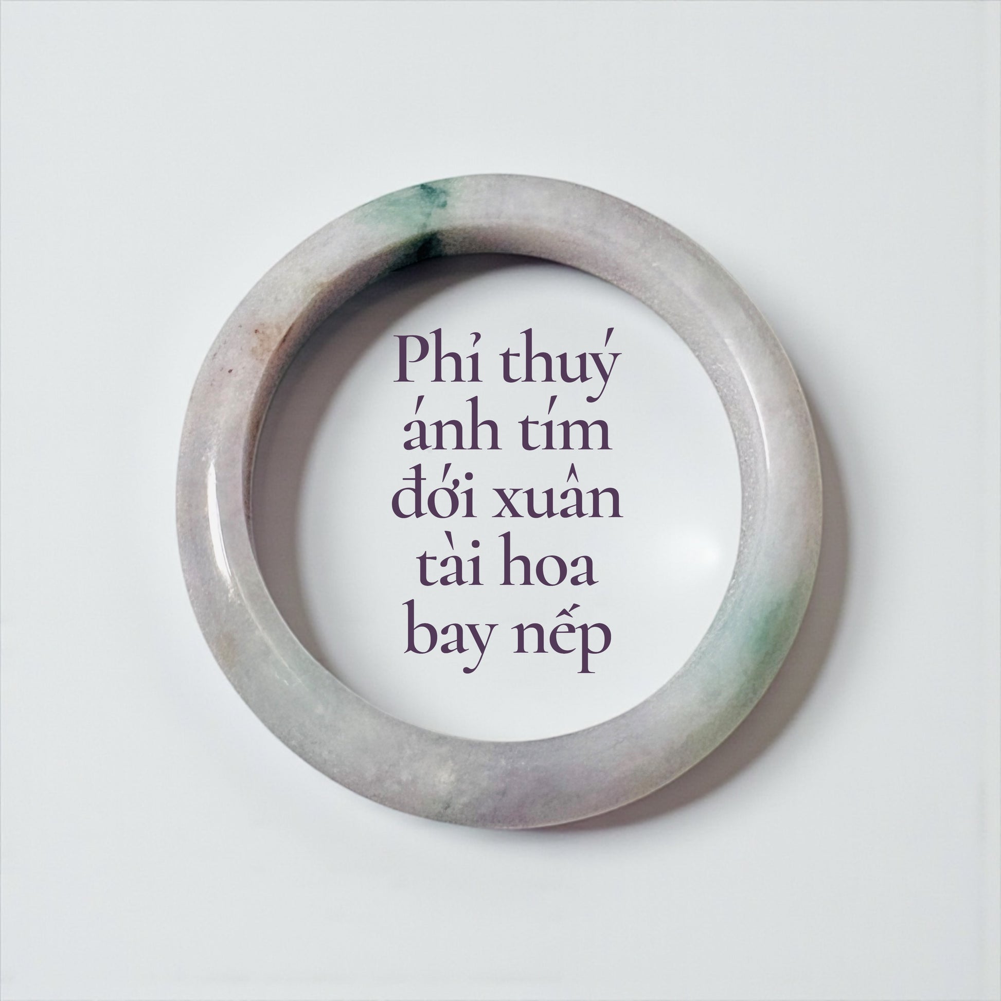 Phỉ thuý ánh tím đới xuân tài nếp (type A Myanmar) - Lavender-hued Jadeite with Spring-tone Veins (Type A Myanmar)