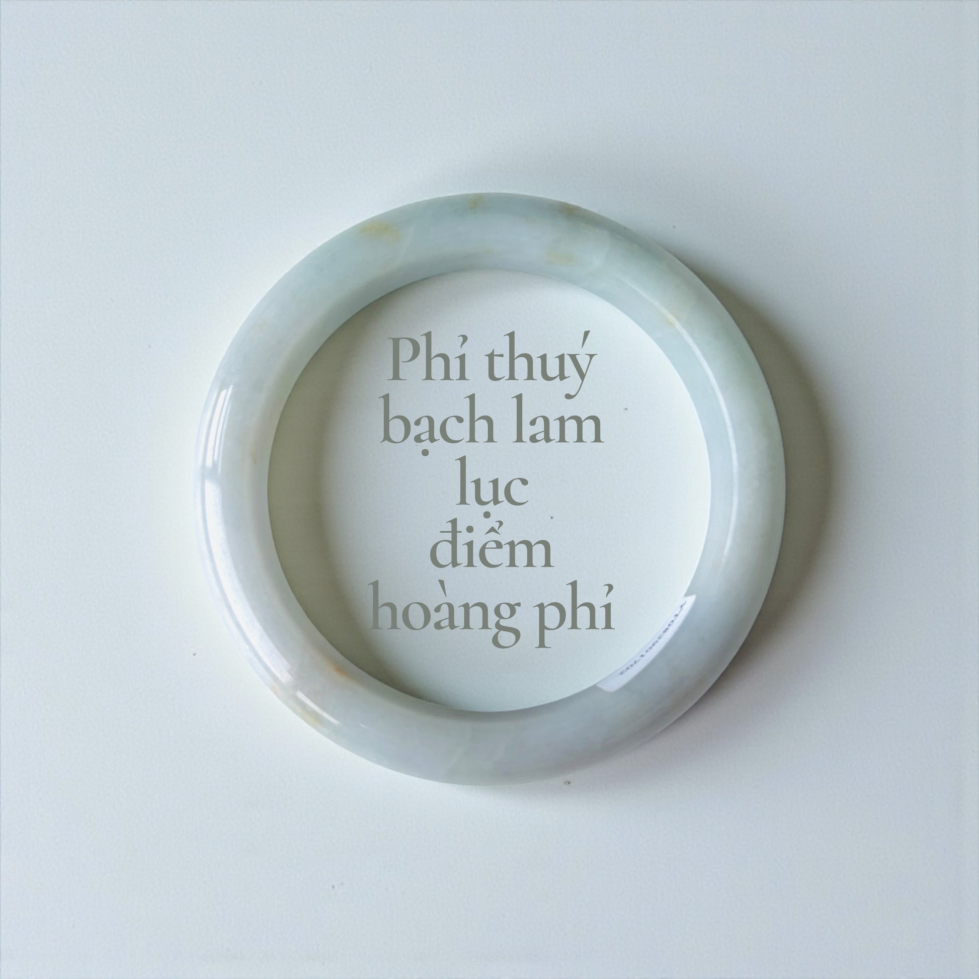 Phỉ thuý bạch lam lục điểm hoàng phỉ (type A Myanmar) Ni 56 - White–blue jadeite with green accents and honey-yellow “huang fei” highlights 56mm