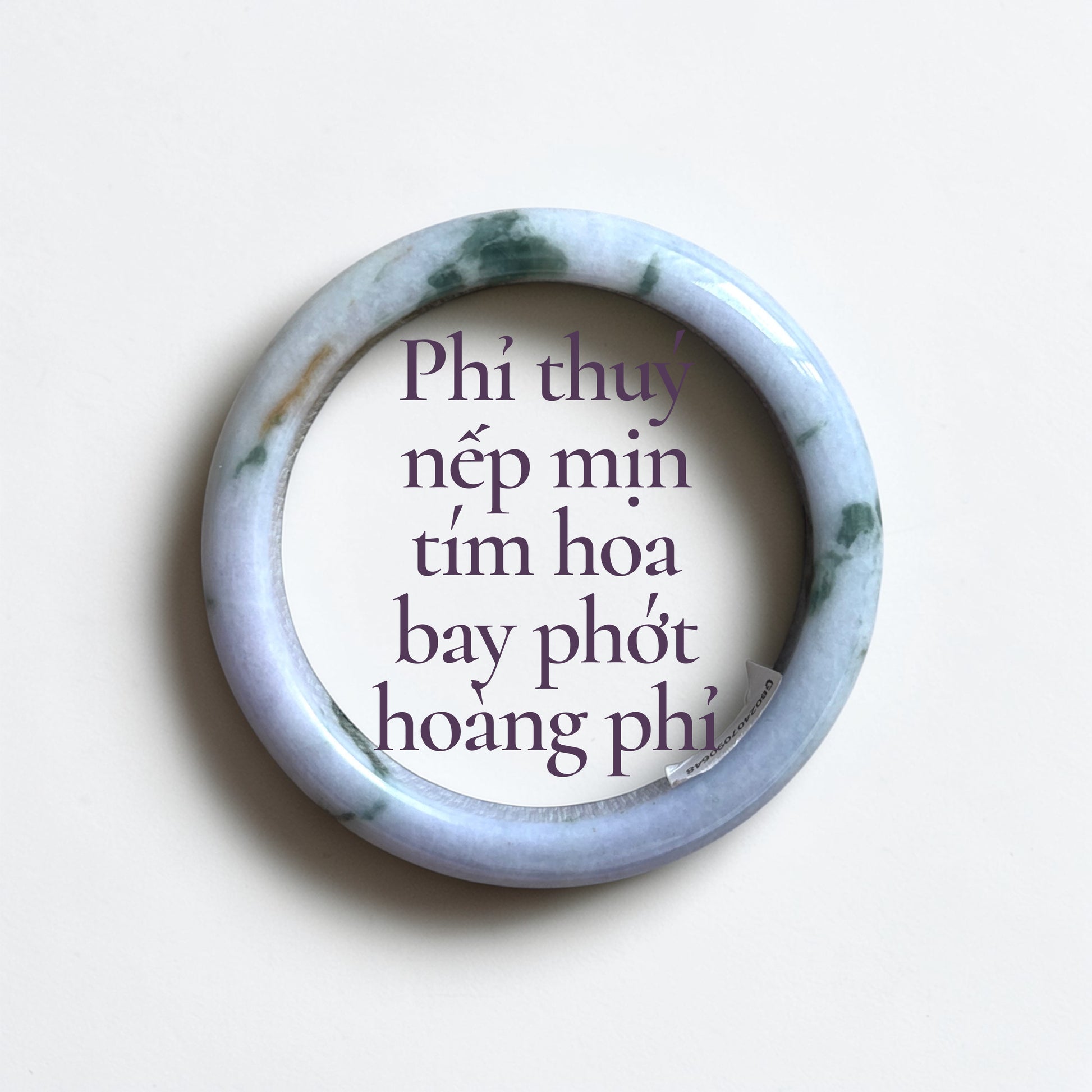 Phỉ thuý nếp mịn tím hoa bay phớt hoàng phỉ bản hẹ ni 52 - Fine-textured lavender jadeite with floating floral patterns and a hint of yellow jade 52mm