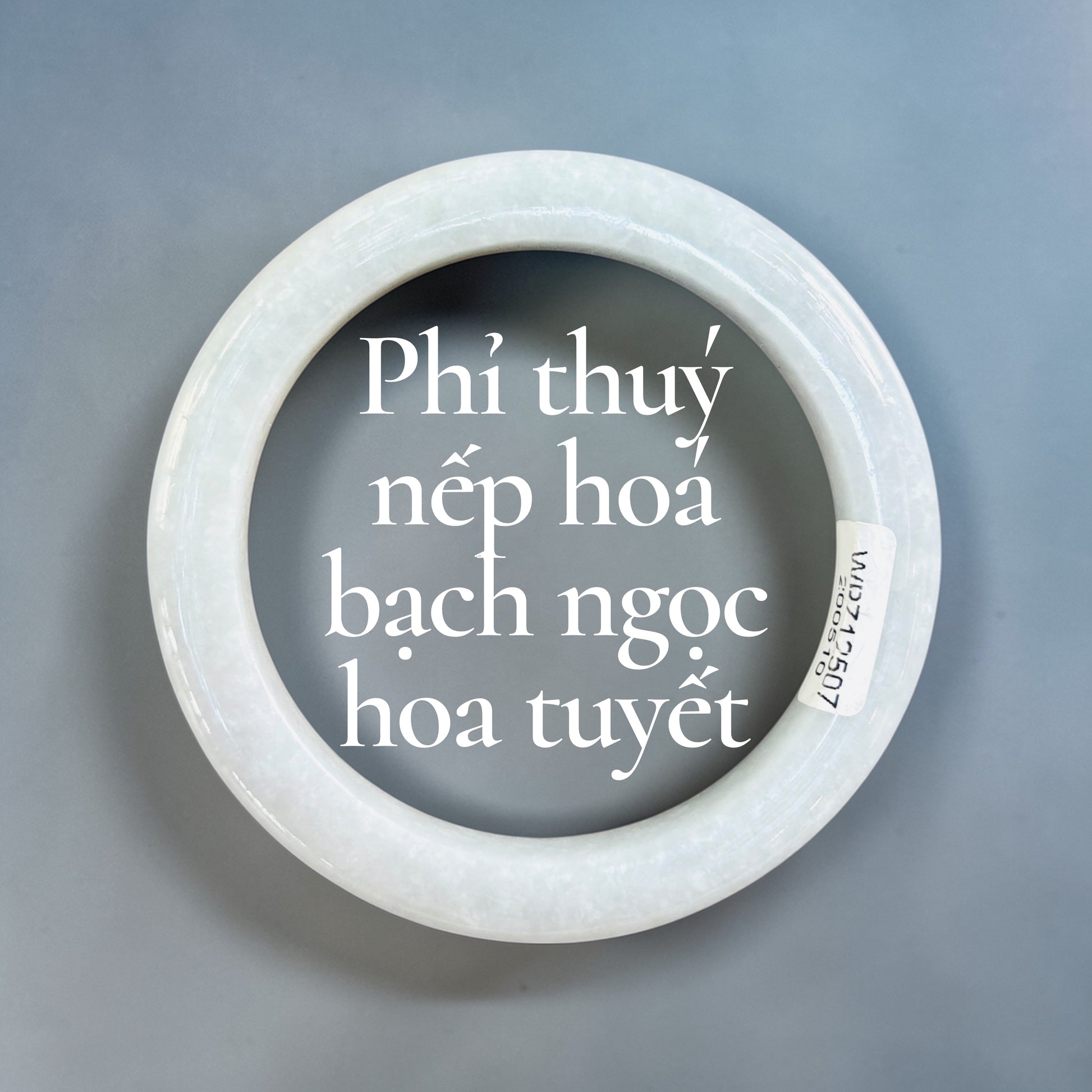 Phỉ thuý nếp bạch ngọc hoa tuyết bản hẹ ni 51 - White jadeite with snow-flower patterns 51mm