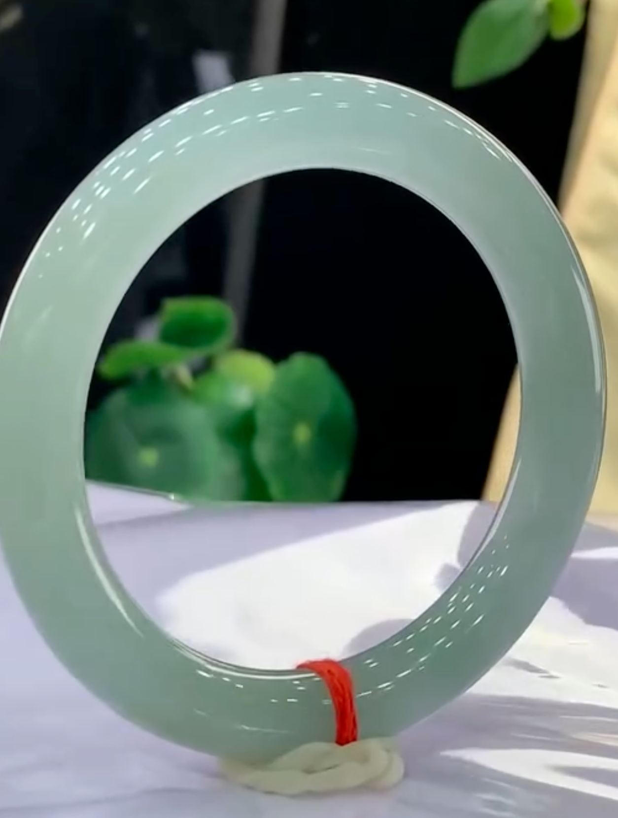 Phỉ Thúy Băng Xanh Lục Phớt Hoàng Phỉ Ni 54 - Icy Green Jadeite with a Soft Yellow Hue 54mm