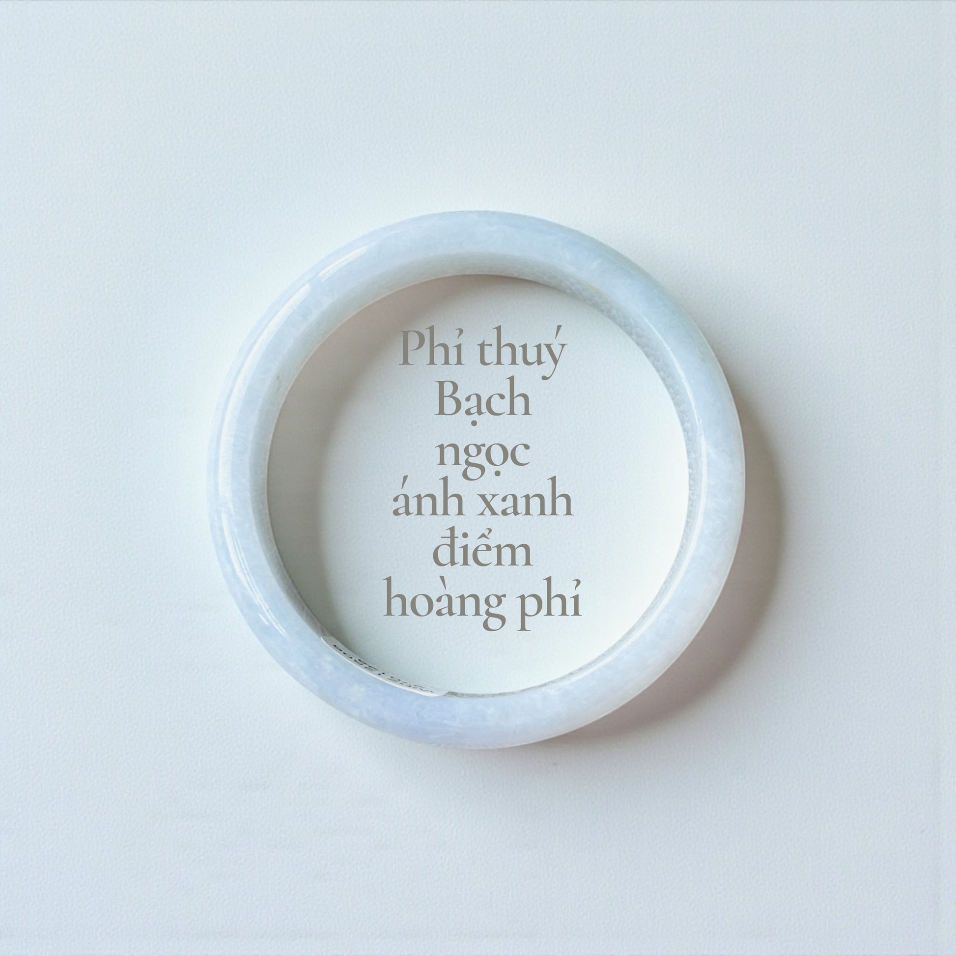 Phỉ Thuý Bạch Ngọc Ánh Xanh Điểm Hoàng Phỉ Bản Hẹ Ni 53 - White jadeite with a soft green sheen and honey-yellow “huang fei” accents 53mm