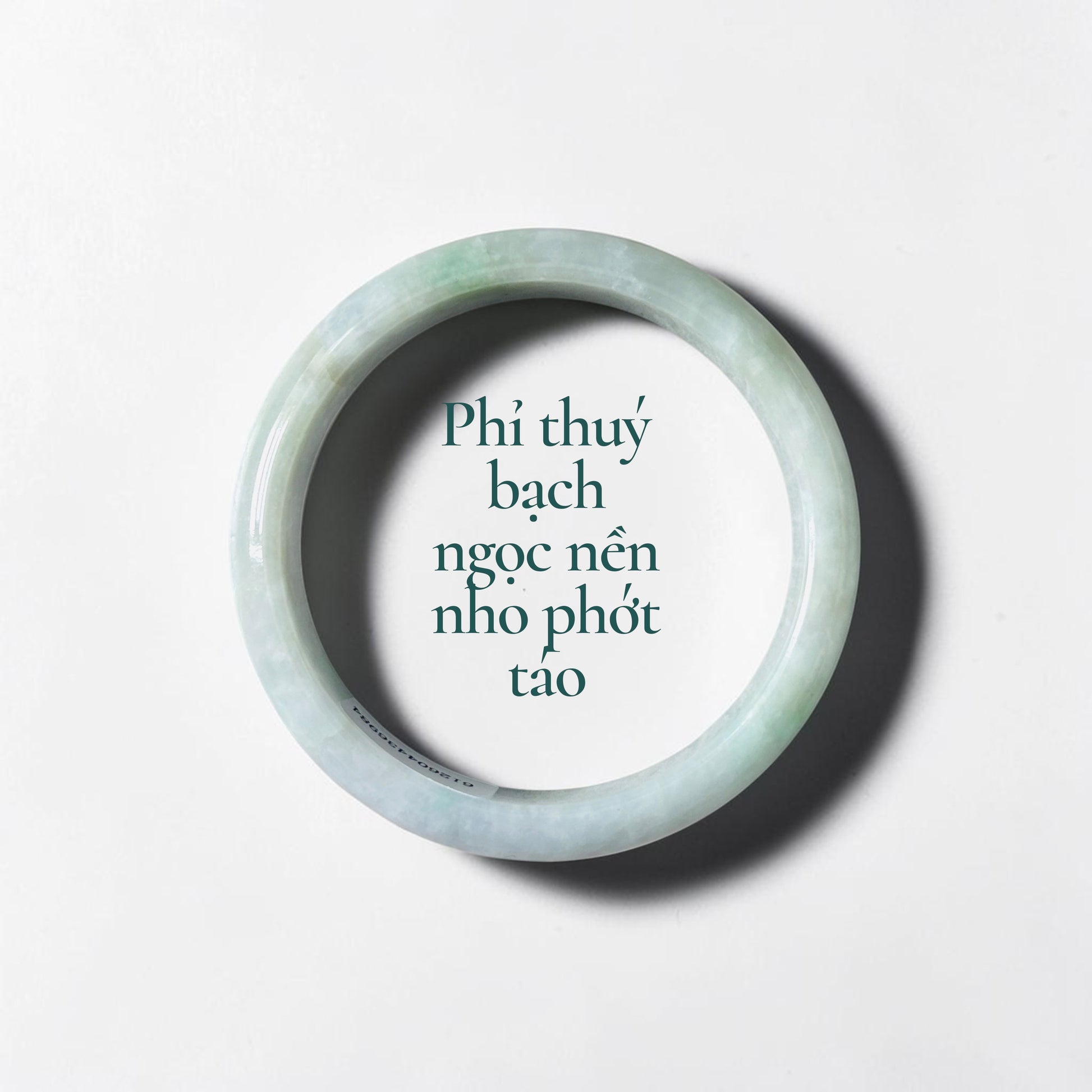 Phỉ thuý bạch ngọc nền nho phớt táo ni 57 - White Jadeite Bangle with Grape Base and Soft Apple-Green Hues 57mm