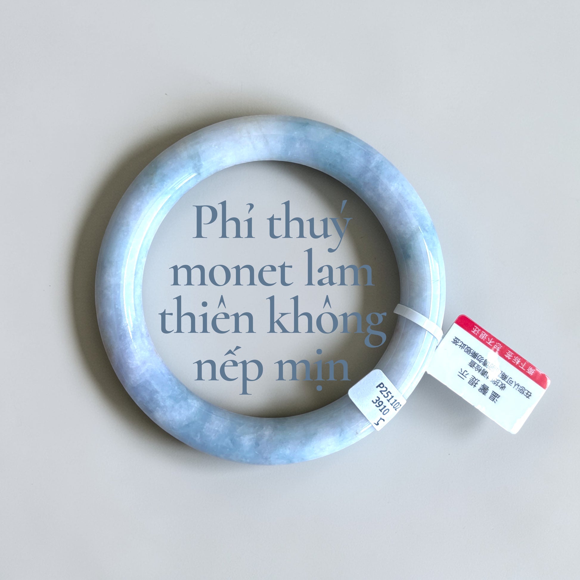 Phỉ thuý monet lam thiên không nếp mịn ni 54 -  Monet blue jadeite with a sky-blue hue, fine texture, and smooth finish 54mm