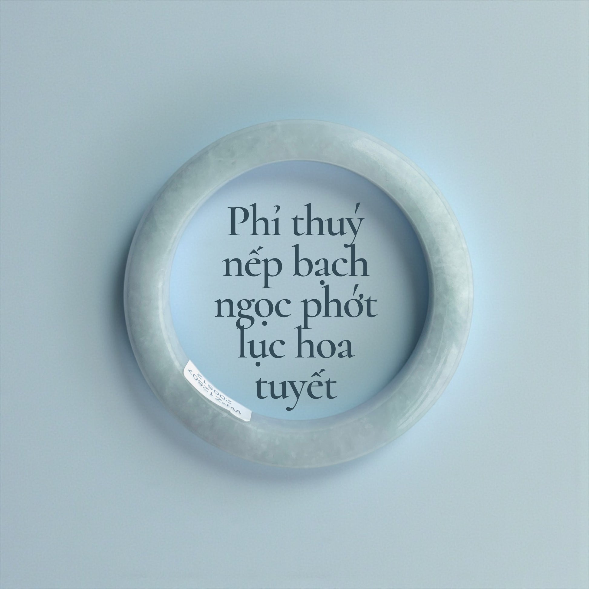 Phỉ thuý nếp bạch ngọc phớt lục hoa tuyết ni 51 - Fine-textured white jadeite with a soft green tint and snowflake-like inclusions 51 mm