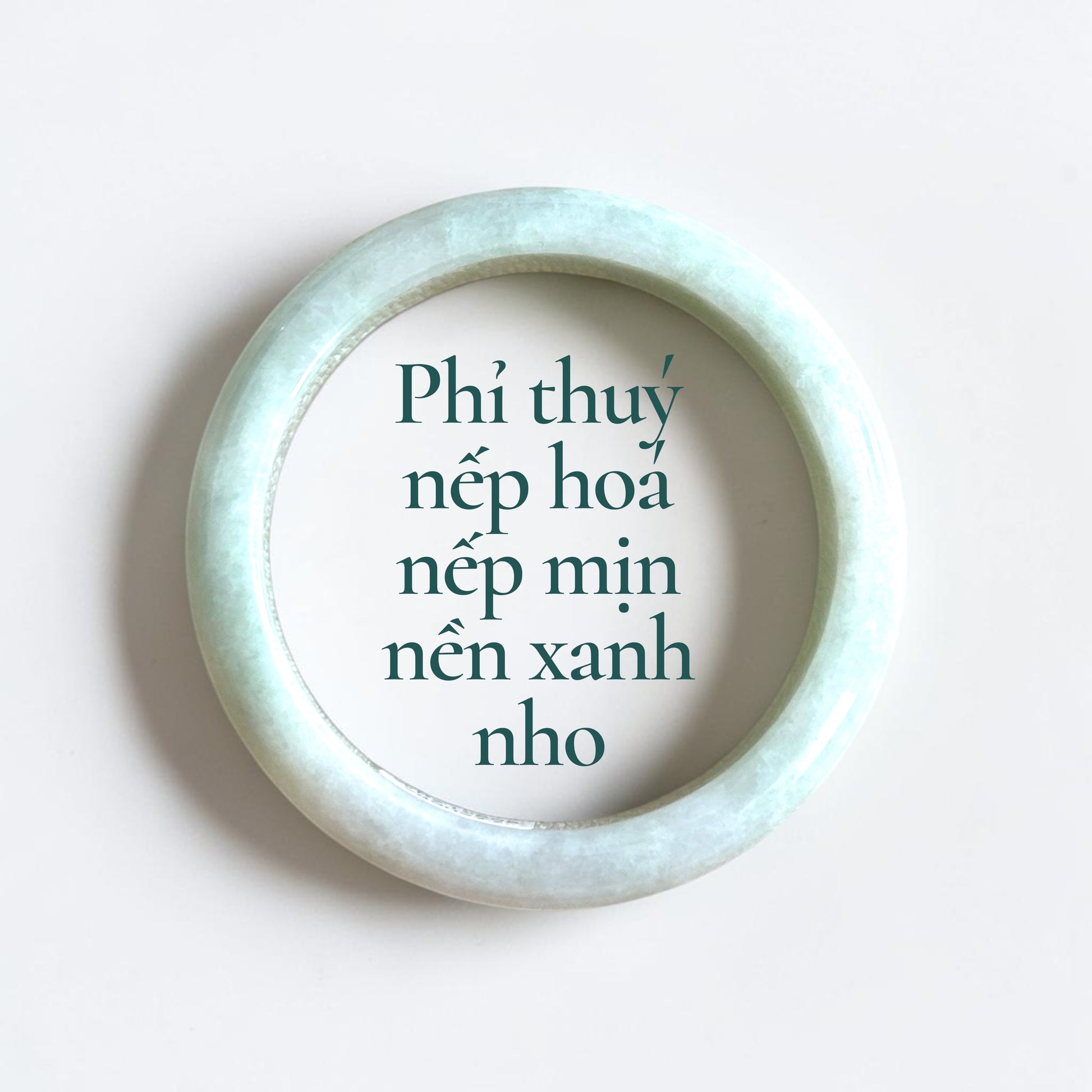 Phỉ thuý nếp hoá nếp mịn nền xanh nho ni 56 - Fine-textured transformed jadeite with a green grape base 56mm