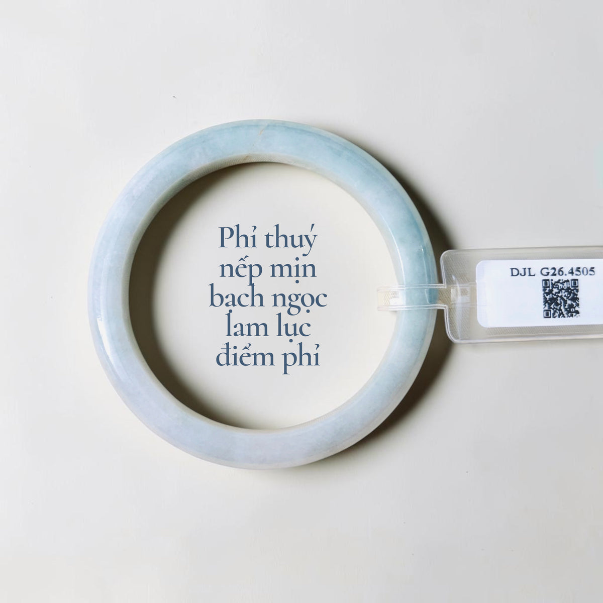 Fine-textured white jadeite with blue-green hues and touches of purple jadeite - Phỉ thuý nếp mịn bạch ngọc lam lục điểm phỉ