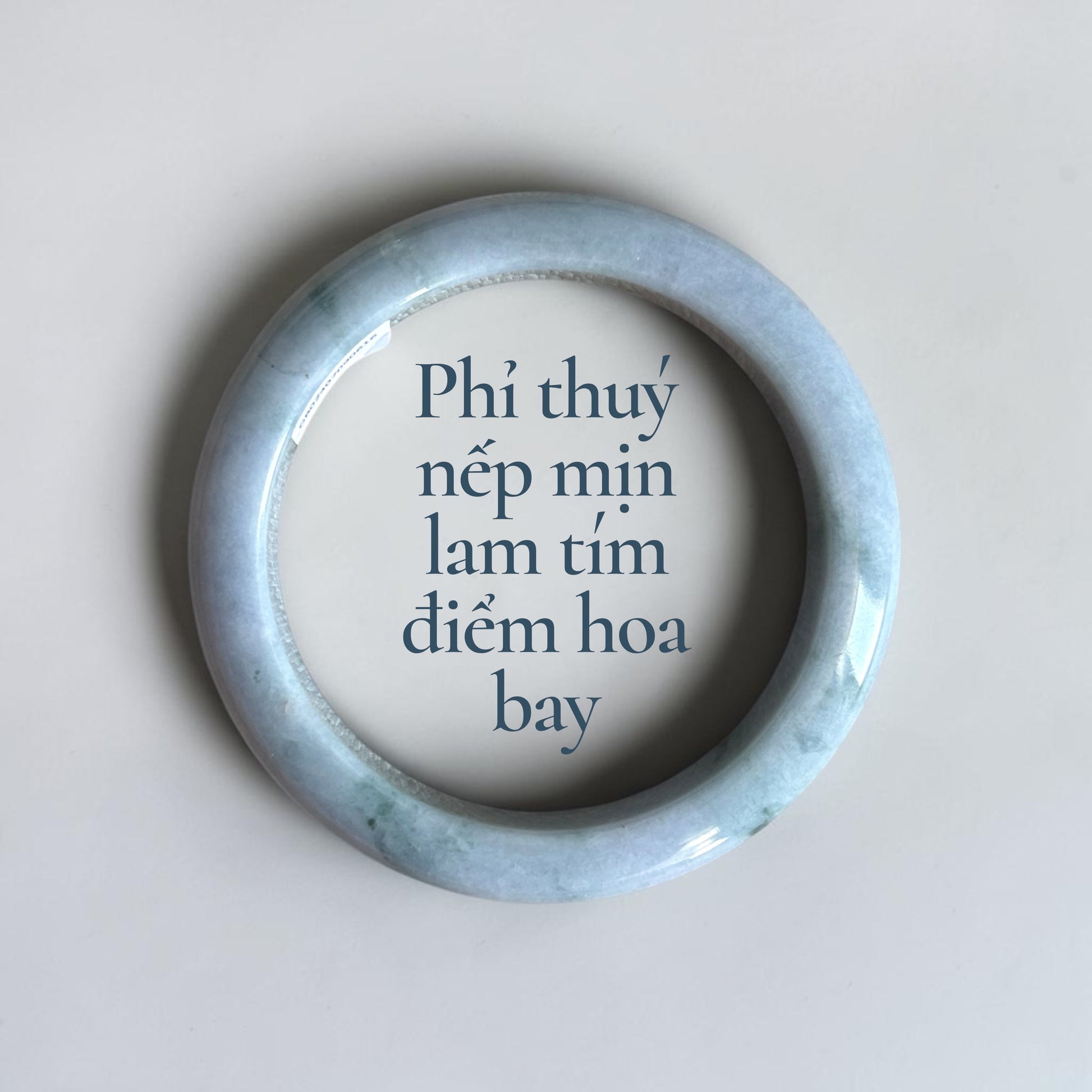 Phỉ thuý nếp mịn lam tím điểm hoa bay - Ni 57-  Greyish lavender jadeite with light floating floral patterns 57mm