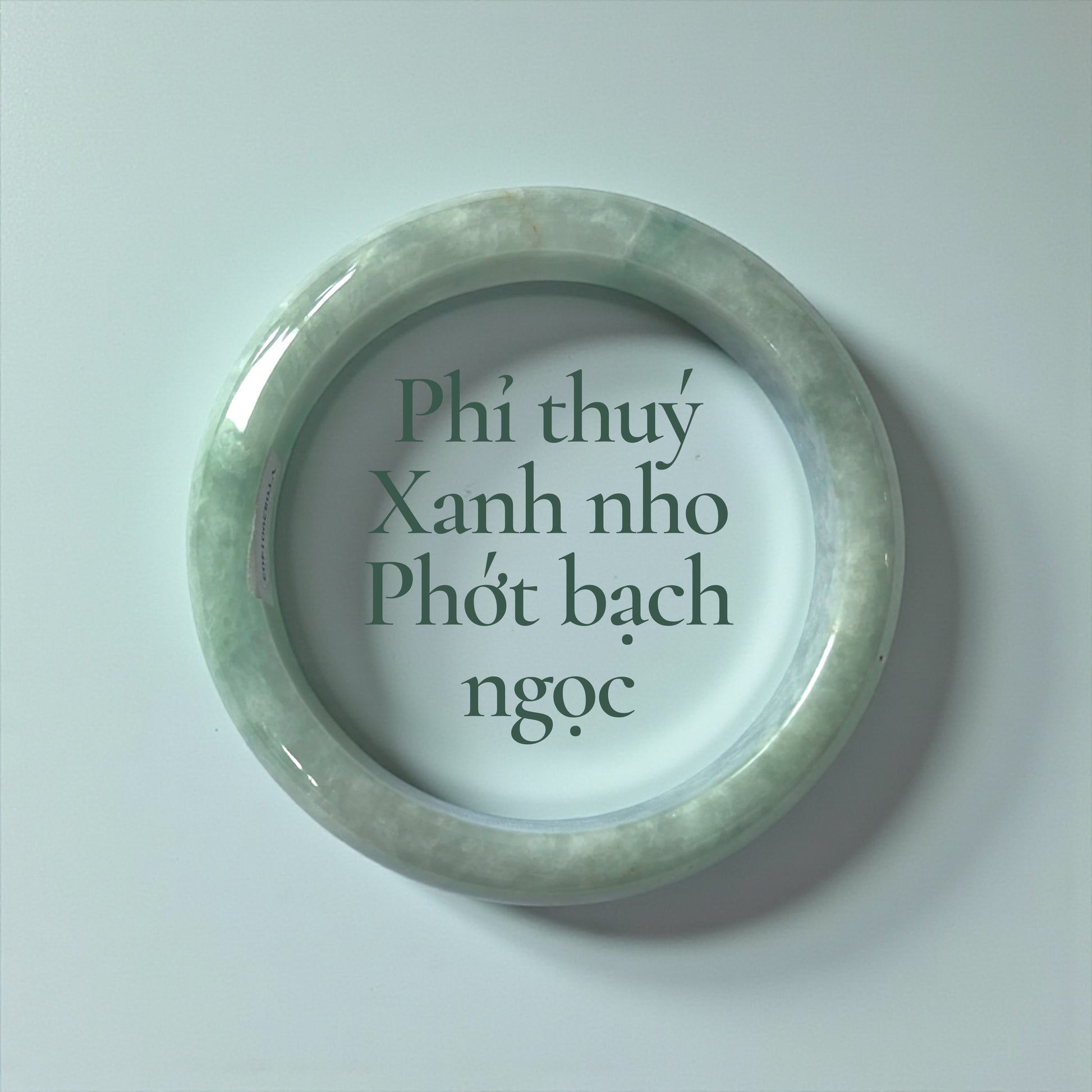 Phỉ thuý xanh nho phớt bạch ngọc ni 58 - Soft Grape-Green Jadeite with White Jade Undertone Size 58mm