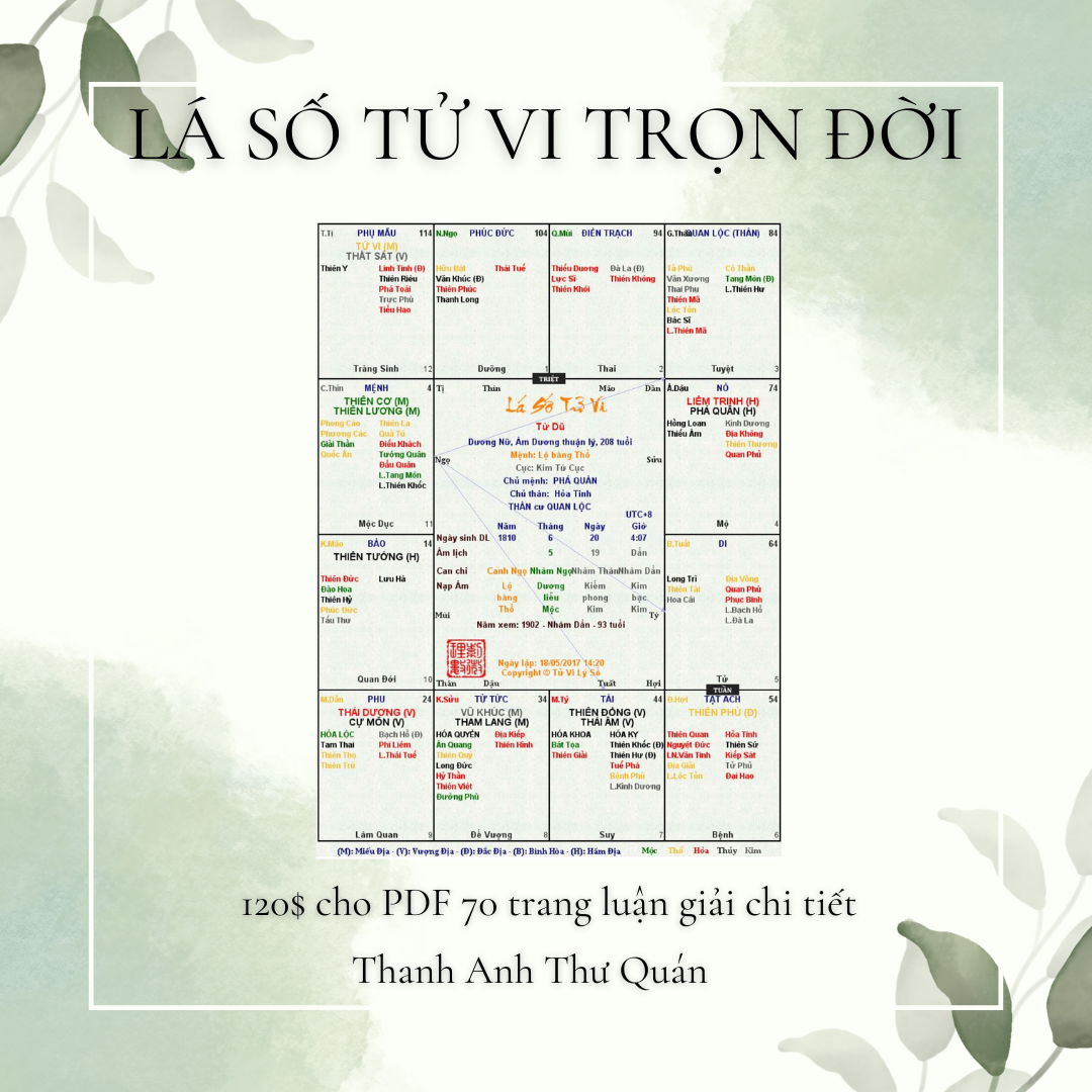 Lá Số Tử Vi Trọn Đời